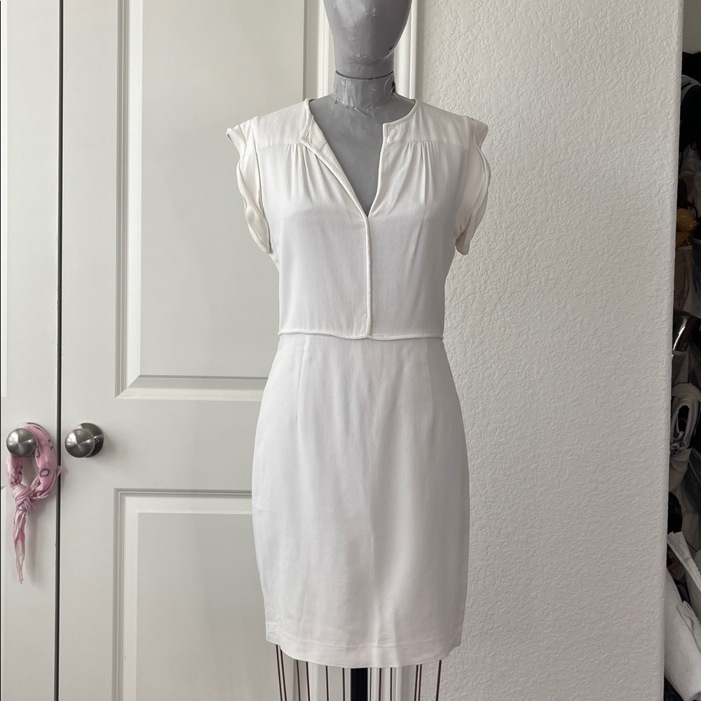 Theory Nev Cap Sleeve Tailored Slim Pencil Sheath Dress